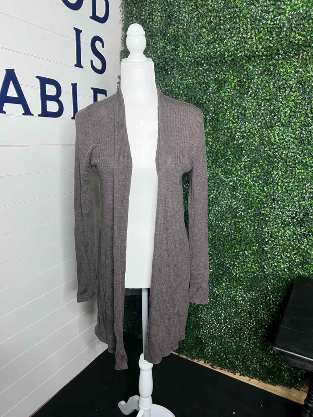 Max Studio Long Open-Front Cardigan - Brown